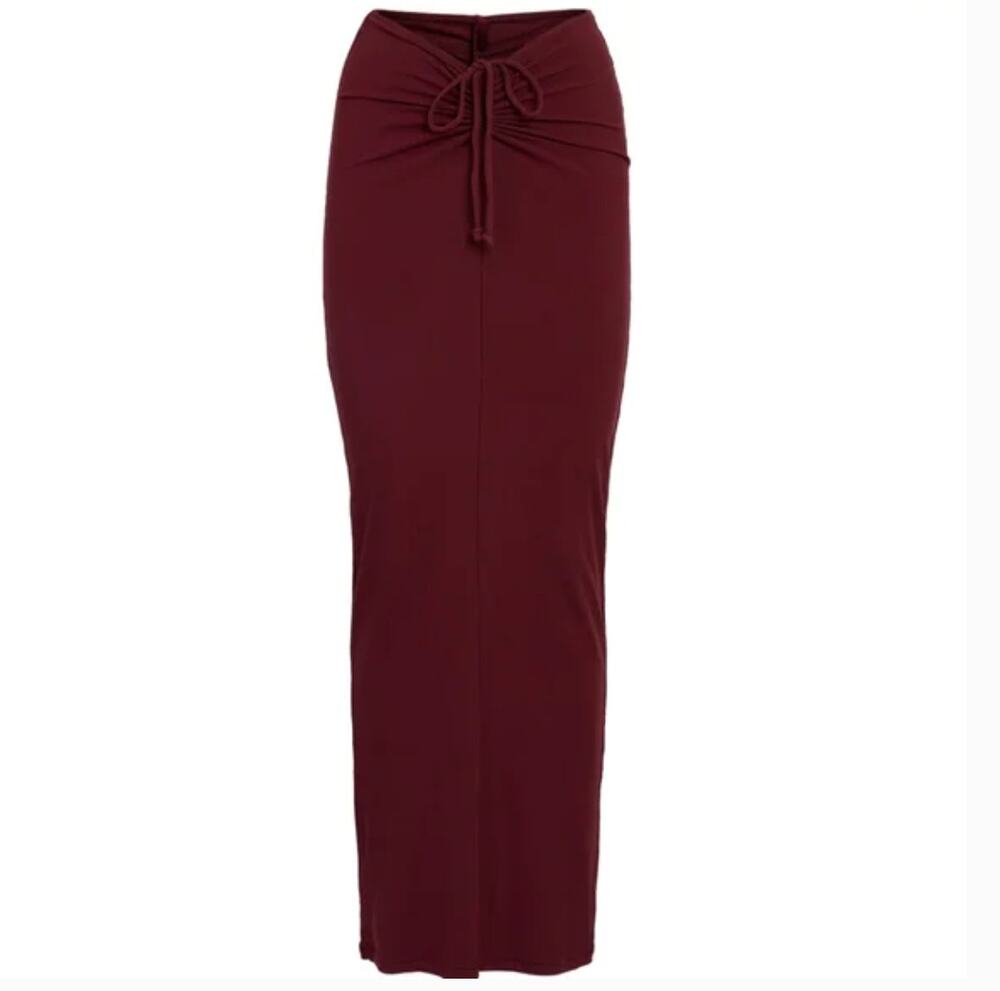 SKIMS | Burgundy Wine Soft Lounge Maxi Skirt | Large Ruched waist Scrunch